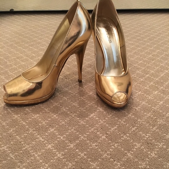 gold designer heels